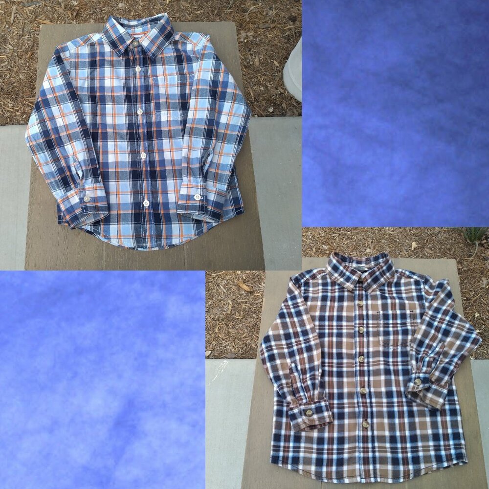 Carter's & Cherokee L/S Plaid Button Down Shirt Boys T3